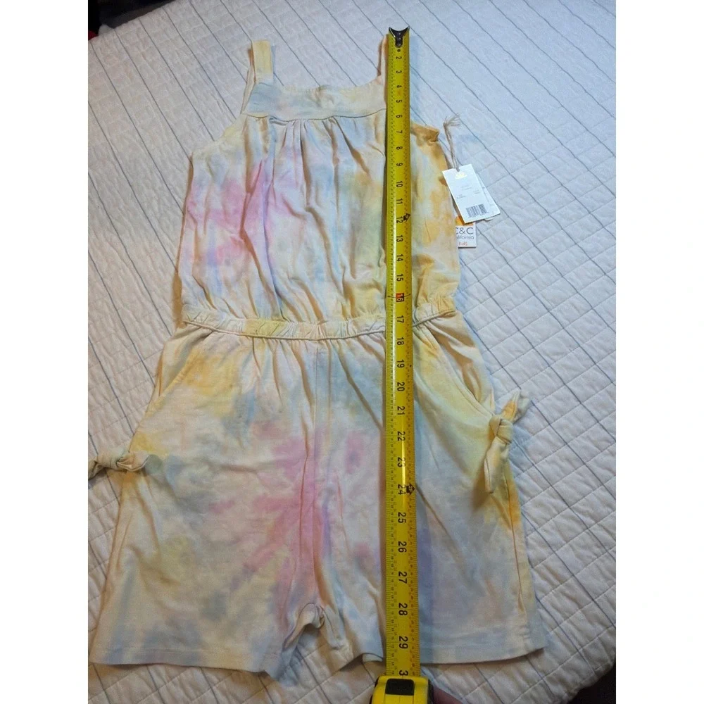 C&C California Kids‎ Girls Tie Dye Romper XL 14/16 Pastel Yellow Pink CC41001SA